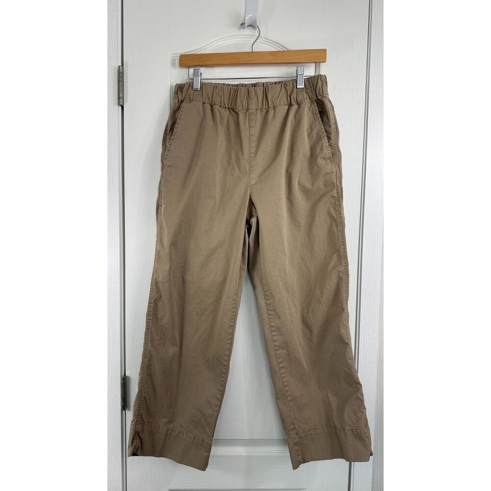 Quince Organic Stretch Cotton Wide Leg Chino Pants Light Khaki Women's 10